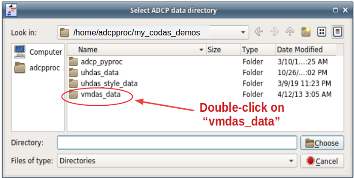 vmdas data selection