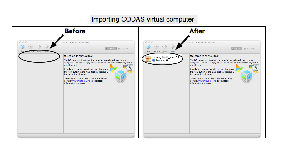 Importing CODAS virtual computer