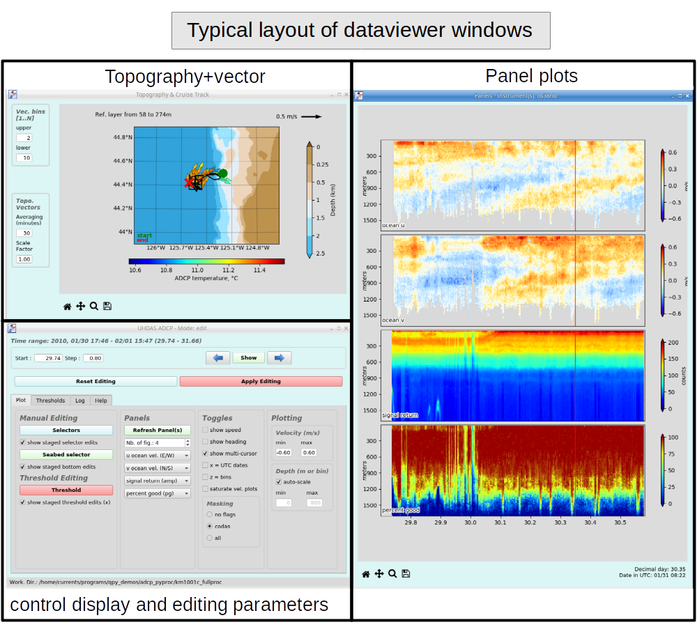 typical layout of dataviewer windows
