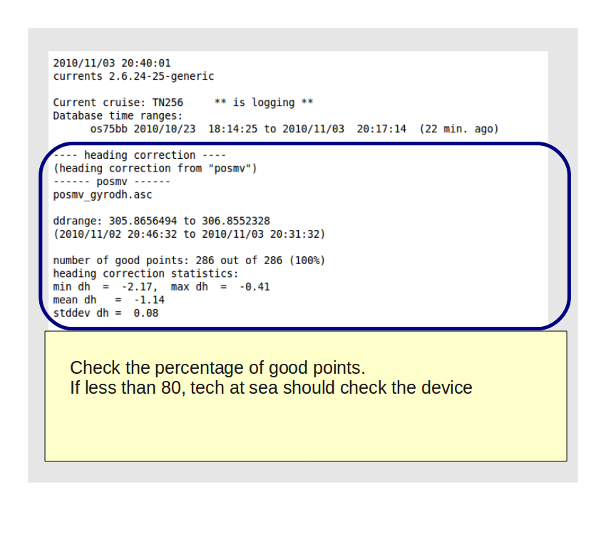 UHDAS daily email: page 1, "accurate heading device statistics"