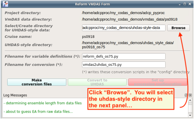 vmdas data selection