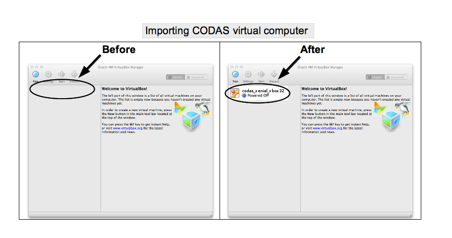 Importing CODAS virtual computer