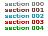 clickable colored list of section names