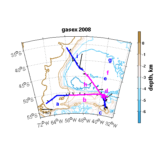 Map showing labelled sections which link to the plots 