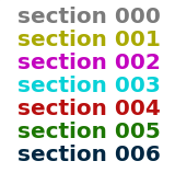 clickable colored list of section names